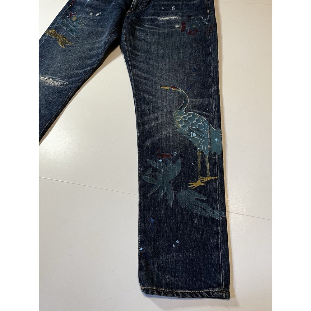 Polo Ralph Lauren Astor Slim Boyfriend Jeans Womens Size 28 Blue Crane Motif NWT - Picture 3 of 11